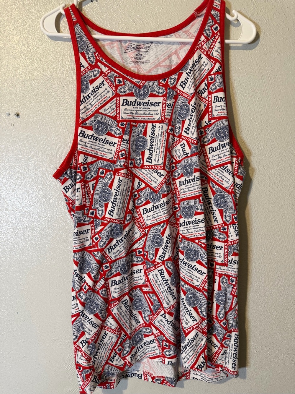 Budweiser Red, White & Navy Kids Tank Top with Label Print